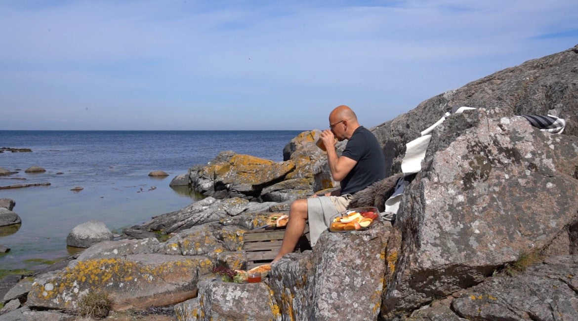 Sommersæt: Picnictæppe + 4 stk. grå drikkeglas