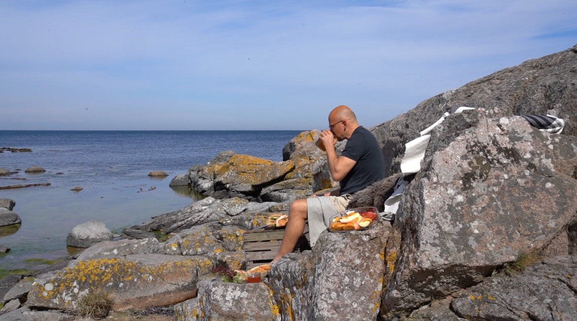 Sommersæt: Picnictæppe + 4 stk. grå drikkeglas